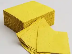 Yellow hazmat absorbent pad for chemical spill cleanup